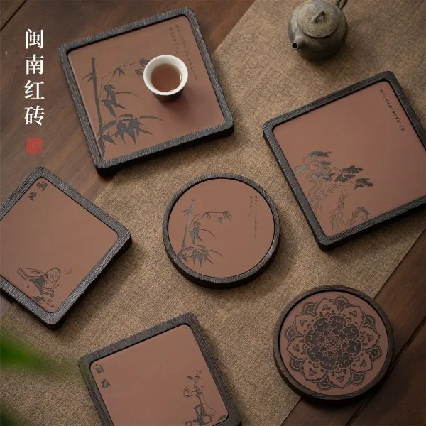 Red Minnan Brick Gongfu Dry Tea Tray for Chinese Tea Rituals