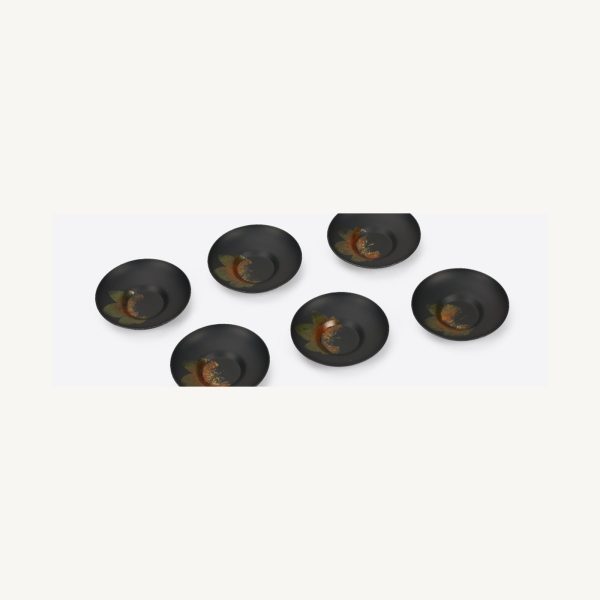 Iron Finish Lacquer Tea Cup Coaster Set - Black Iron Finish Lacquer Tea Cup Coaster Set - Black