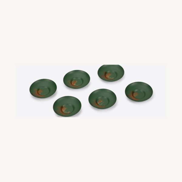 Iron Finish Lacquer Tea Cup Coaster Set - Grass Green Iron Finish Lacquer Tea Cup Coaster Set - Grass Green