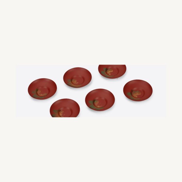 Iron Finish Lacquer Tea Cup Coaster Set - Red Iron Finish Lacquer Tea Cup Coaster Set - Red