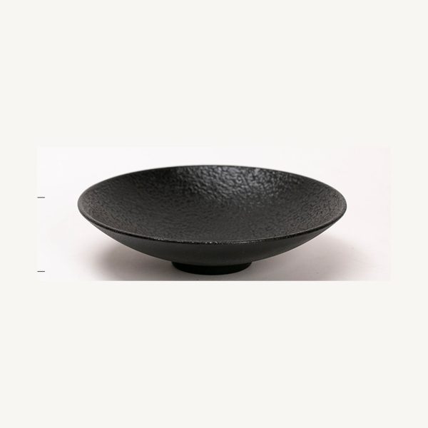 Red Crocodile Texture Lacquer Round Fruit Tray - Black