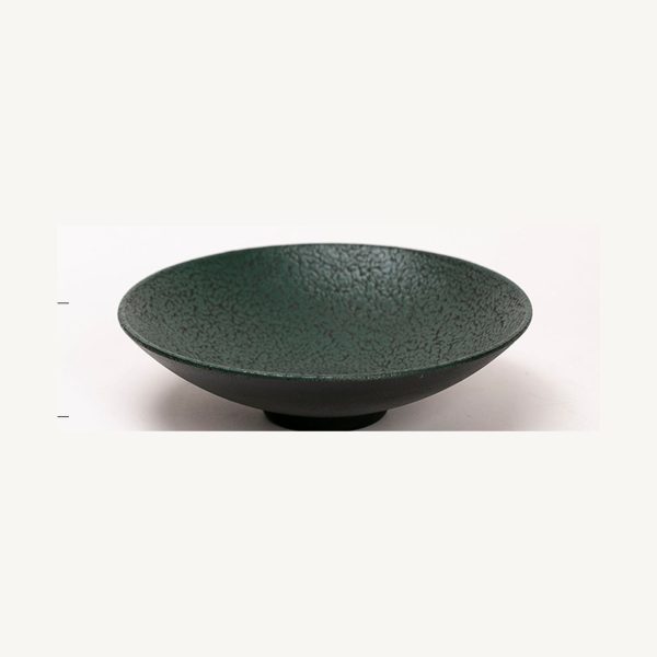 Red Crocodile Texture Lacquer Round Fruit Tray - Green
