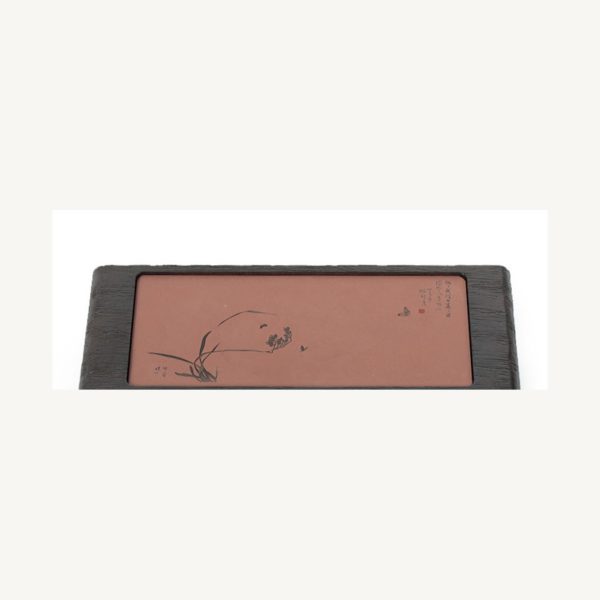 Red Minnan Brick Gongfu Dry Tea Tray for Chinese Tea Rituals - Butterfly And Flower Red Minnan Brick Gongfu Dry Tea Tray for Chinese Tea Rituals - Butterfly And Flower