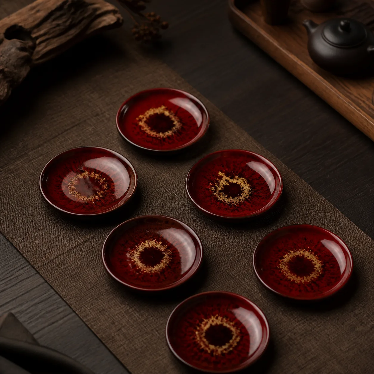 Woven Rattan Tea Cup Coaster Set for Chinese Tea Rituals
