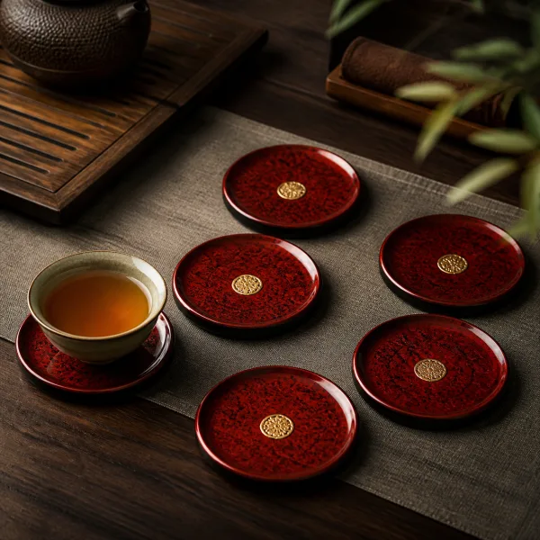 Woven Rattan Tea Cup Coaster Set for Chinese Tea Rituals