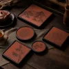 Red Minnan Brick Gongfu Dry Tea Tray for Chinese Tea Rituals