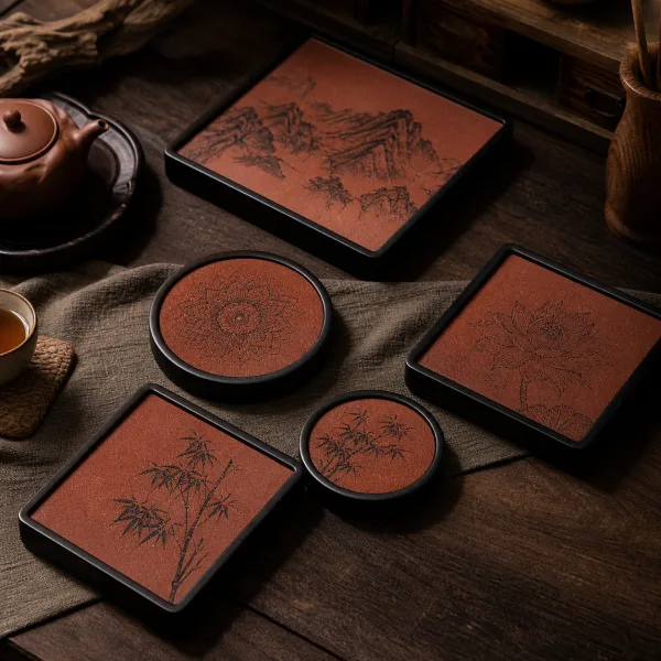 Red Minnan Brick Gongfu Dry Tea Tray for Chinese Tea Rituals