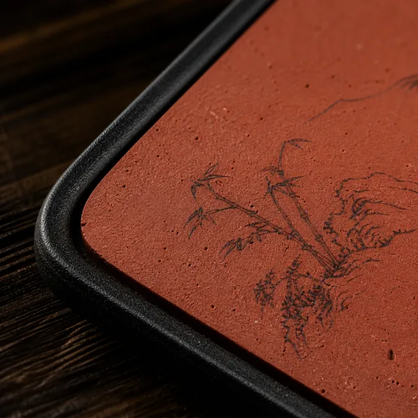 Red Minnan Brick Gongfu Dry Tea Tray for Chinese Tea Rituals