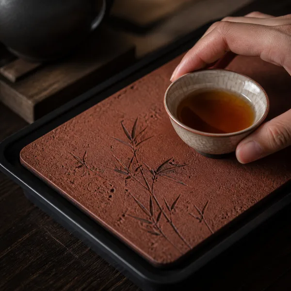 Red Minnan Brick Gongfu Dry Tea Tray for Chinese Tea Rituals