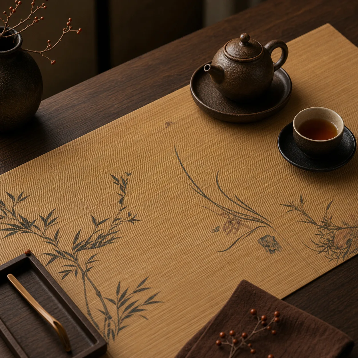 Bamboo Chinese Tea Mat for Gongfu Table