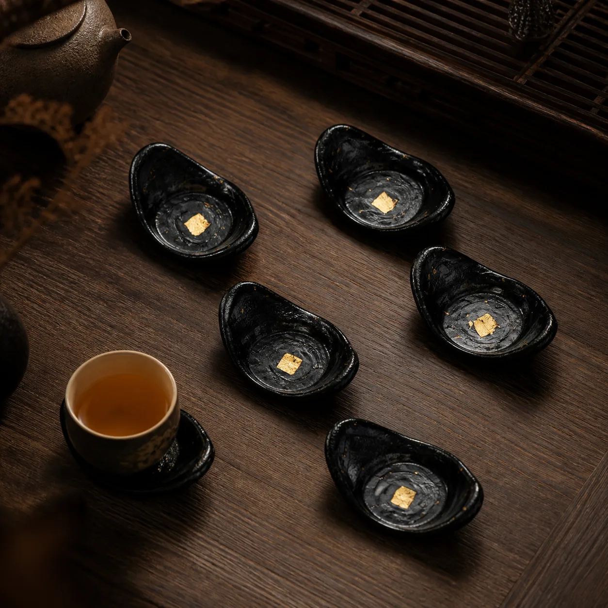 Lacquer Tea Cup Coaster Set for Chinese Tea Rituals