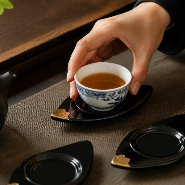 Lacquer Tea Cup Coaster Set for Chinese Tea Rituals