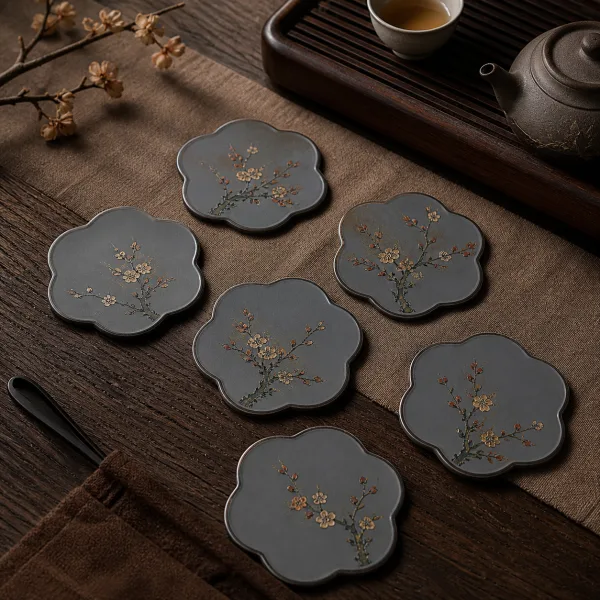 Plum Blossom Tea Cup Coaster Set for Chinese Tea Rituals