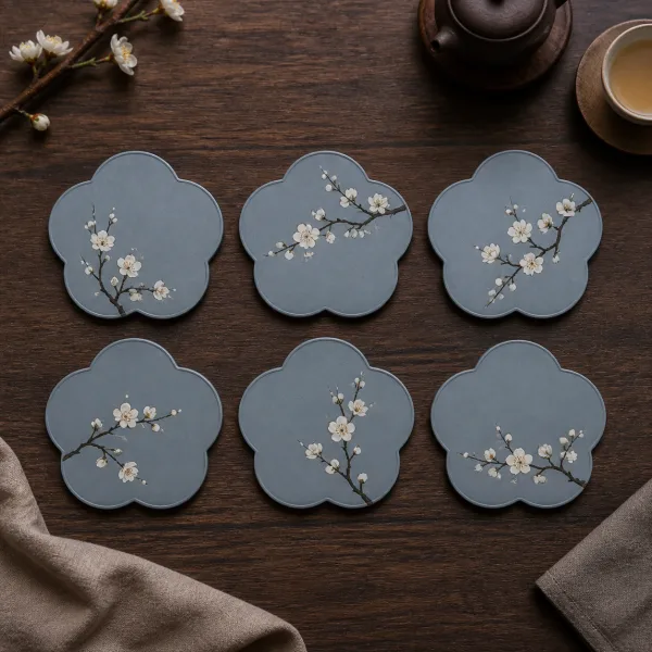 Plum Blossom Tea Cup Coaster Set for Chinese Tea Rituals