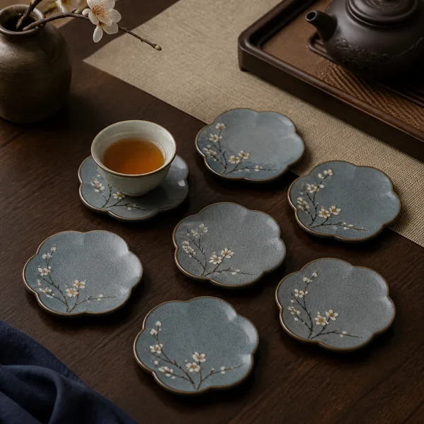 Plum Blossom Tea Cup Coaster Set for Chinese Tea Rituals