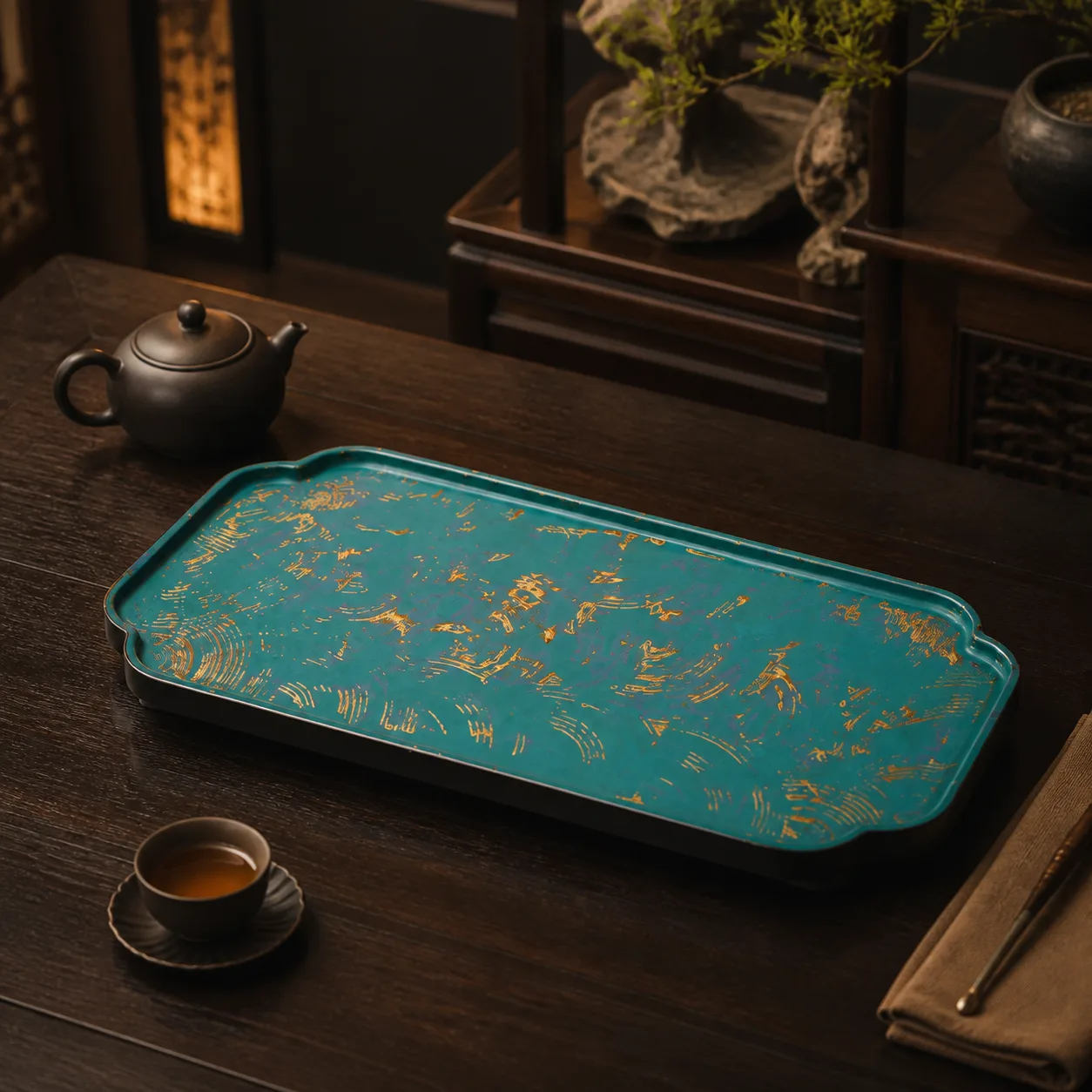 Auspicious Cloud Lacquer Gongfu Dry Tea Tray