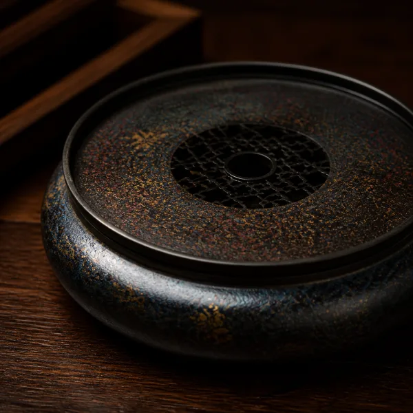 Iron Finish Lacquer Tea Waste Bowl for Chinese Tea Rituals