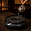 Iron Finish Lacquer Tea Waste Bowl for Chinese Tea Rituals