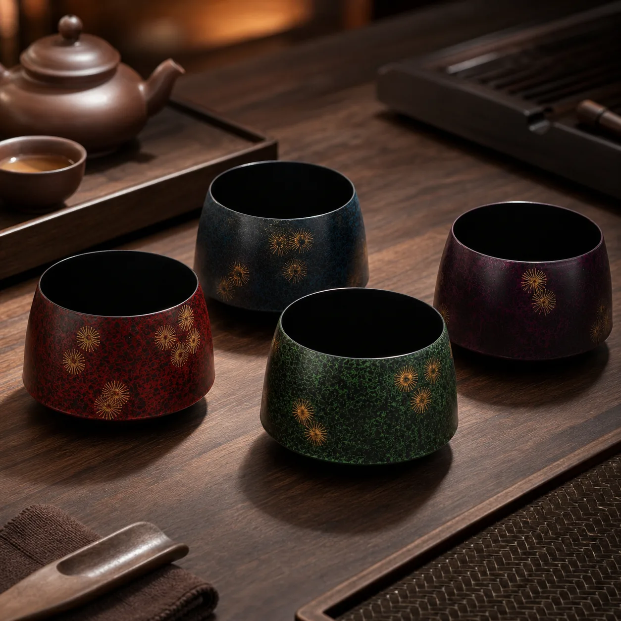 Lacquer Tea Waste Bowl - 漆器建水非花紫 Lacquer Tea Waste Bowl - 漆器建水非花紫