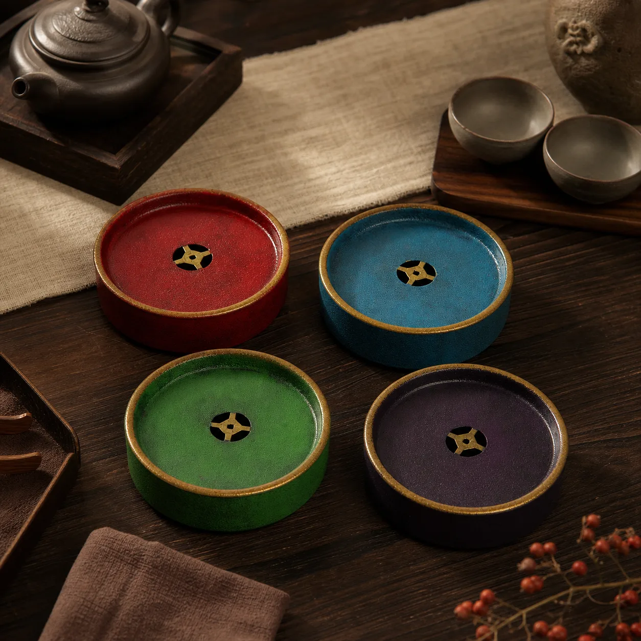 Chinese Tea Accessory - 漆器盛水古钱 Chinese Tea Accessory - 漆器盛水古钱