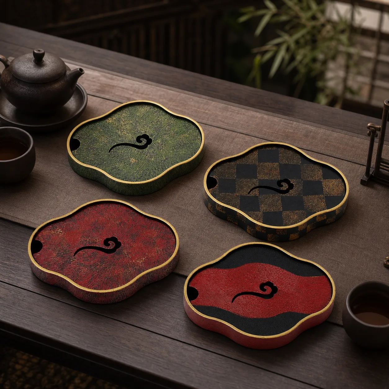 Gongfu Tea Tray - 漆器干泡盘祥云 Gongfu Tea Tray - 漆器干泡盘祥云