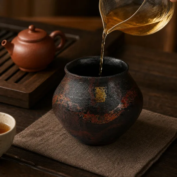 Lacquer Tea Waste Bowl - 大漆脱胎建水敦煌 Lacquer Tea Waste Bowl - 大漆脱胎建水敦煌