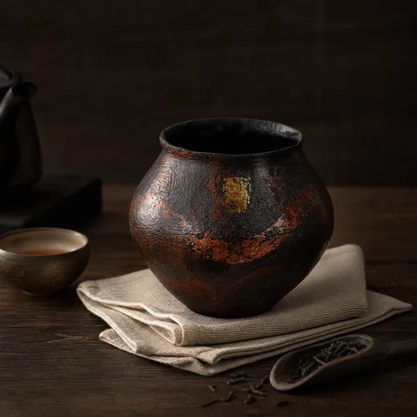 Lacquer Tea Waste Bowl - 大漆脱胎建水敦煌 Lacquer Tea Waste Bowl - 大漆脱胎建水敦煌