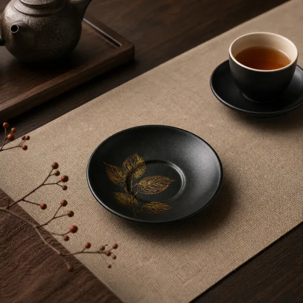Iron Finish Lacquer Tea Cup Coaster Set