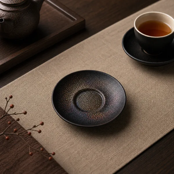 Cicada Wing Iron Finish Lacquer Tea Cup Coaster Set 2
