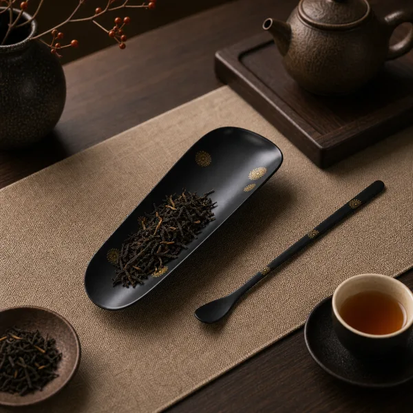 Iron Finish Lacquer Chinese Tea Scoop for Chinese Tea Rituals