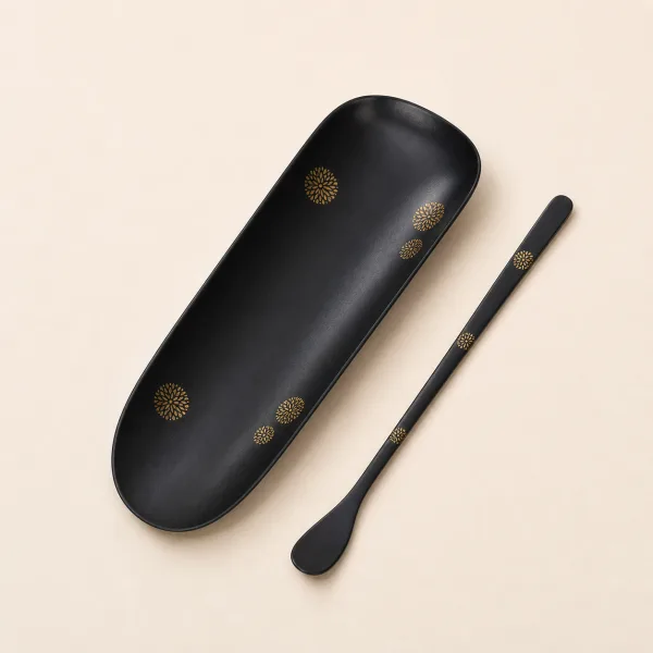 Iron Finish Lacquer Chinese Tea Scoop for Chinese Tea Rituals