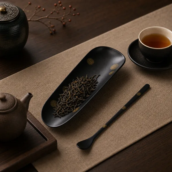 Iron Finish Lacquer Chinese Tea Scoop for Chinese Tea Rituals