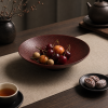 Red Crocodile Texture Lacquer Round Fruit Tray