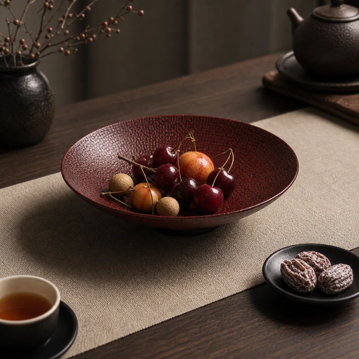 Ancient Coin Lacquer Tea Waste Bowl for Chinese Tea Rituals