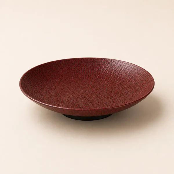 Red Crocodile Texture Lacquer Round Fruit Tray
