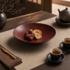 Red Crocodile Texture Lacquer Round Fruit Tray